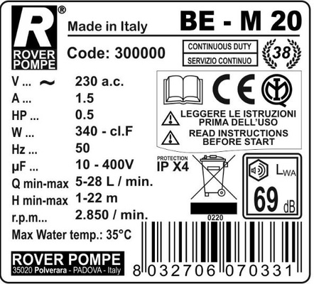 Electrobomba para Liquidos - 370 W - � 20 mm
